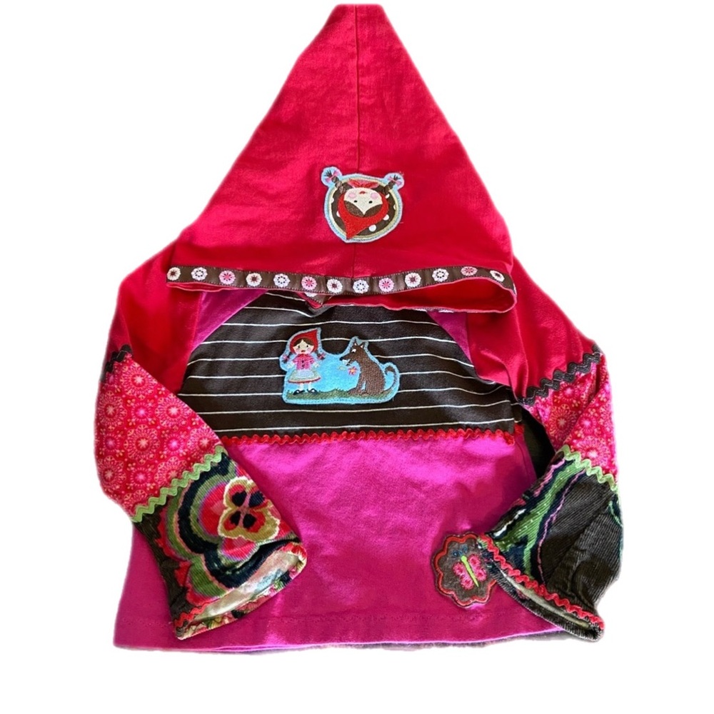 Mini Boden Little Red Riding Hood Fairytale Hoodie Sweater Colorblock Patchwork